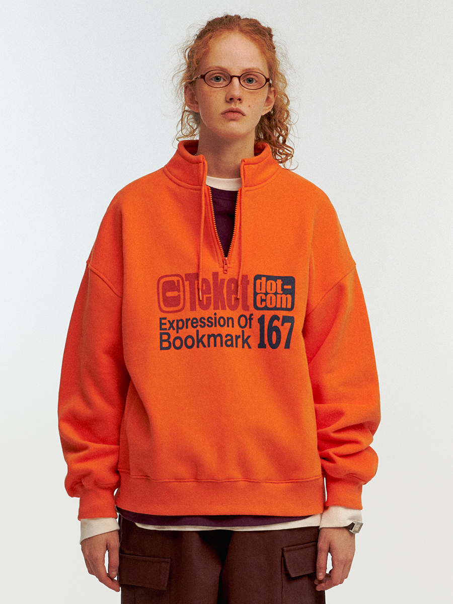 Bookmark Half Zip-Up Sweatshirt Orange